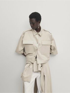 Massimo Dutti NWT CROPPED OVERSHIRT WITH POCKETS
